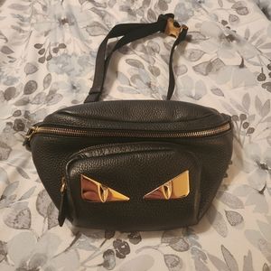 Fendi gold monster eye leather belt bag